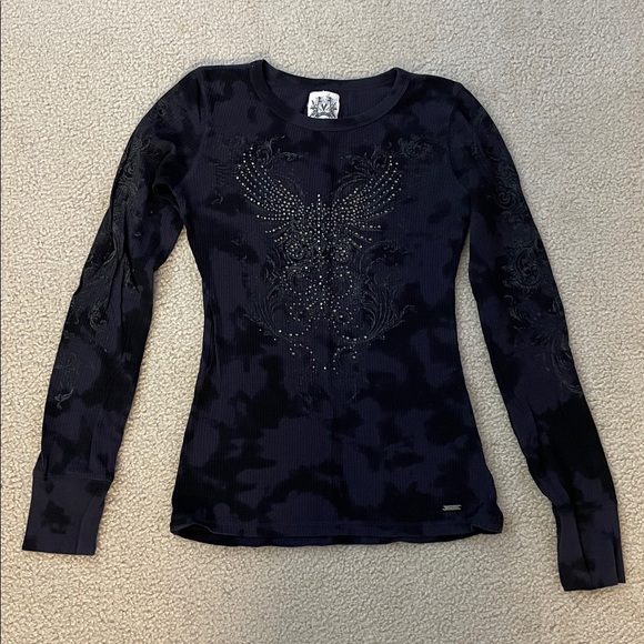 Vintage Miss Me Long Sleeve With Crystal Design, Size L - Picture 1 of 12